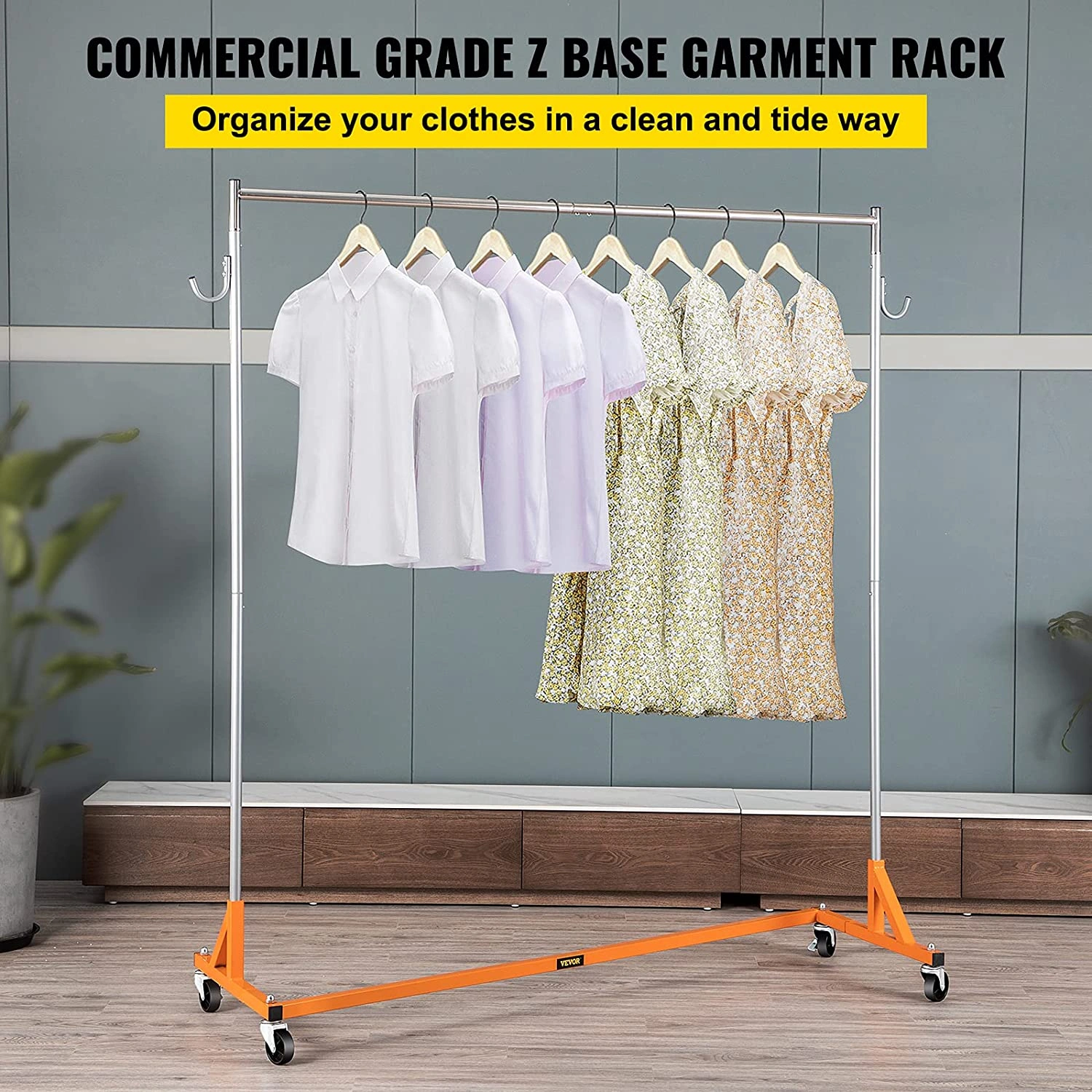 Orange Z Rack: Industrial Strength Style, 300 lbs Capacity, Rolling Closet Perfection, Anywhere You Need It